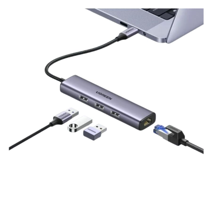 UGREEN USB-C to 3×USB3.0 Hub+RJ45) Ethernt Adapter60600