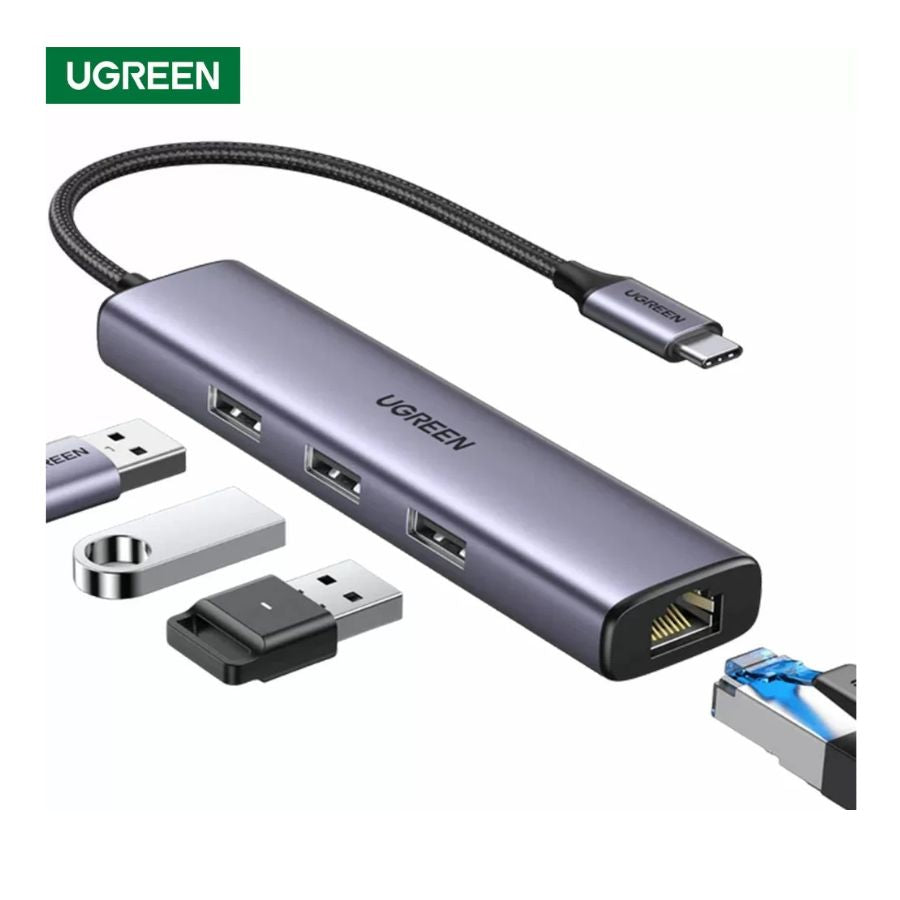 UGREEN USB-C to 3×USB3.0 Hub+RJ45) Ethernt Adapter60600